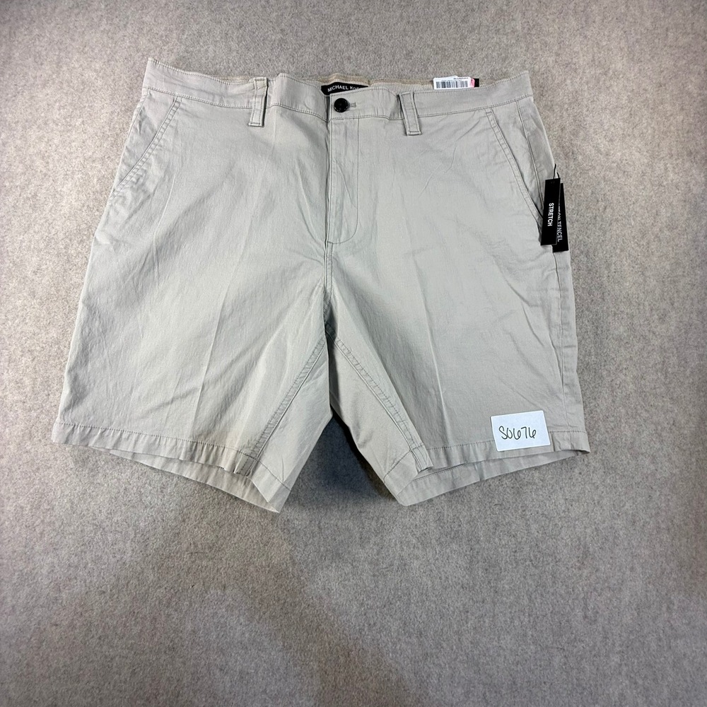 NWT Michael Kors Mens Cotton Tencel Stretch Shorts Khaki Tan Size 38